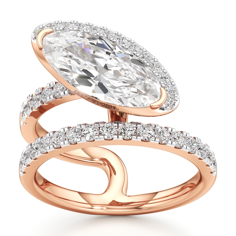 Main Image 1 of J'Lure Moval Old-Cut Lab-Grown Diamond Spiral Engagement Ring 2-5/8 ct tw 18K Rose Gold
