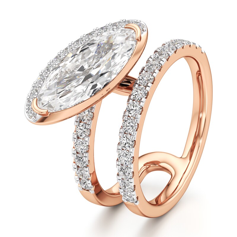 Main Image 4 of J'Lure Moval Old-Cut Lab-Grown Diamond Spiral Engagement Ring 2-5/8 ct tw 18K Rose Gold