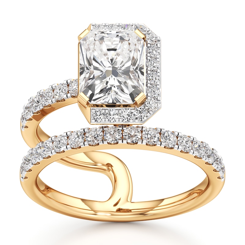 Main Image 1 of J'Lure Radiant Brilliant-Cut Lab-Created Diamond Spiral Engagement Ring 2-5/8 ct tw 18K Yellow Gold