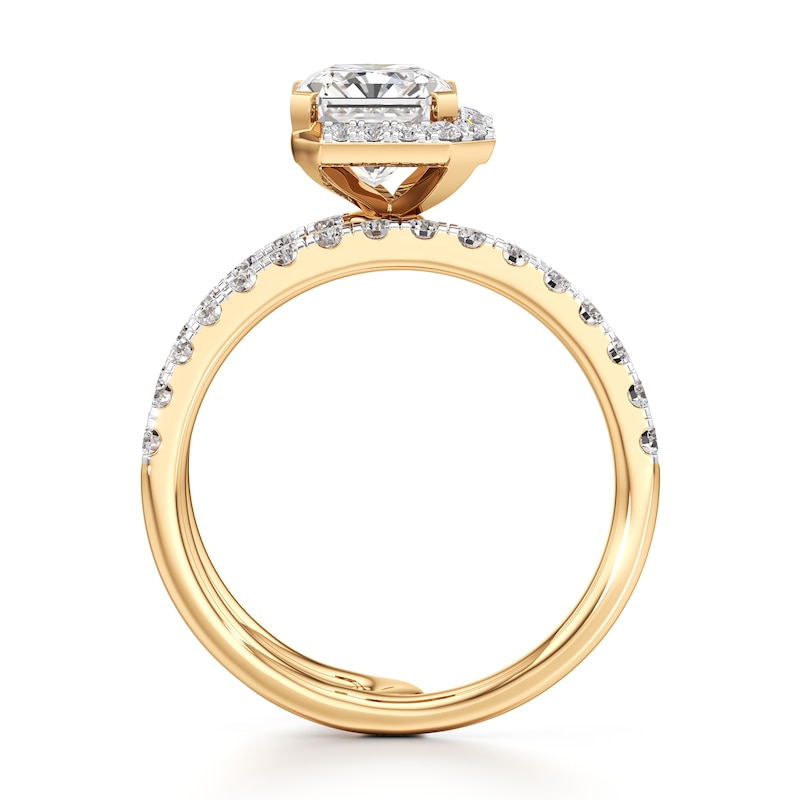 Main Image 2 of J'Lure Radiant Brilliant-Cut Lab-Created Diamond Spiral Engagement Ring 2-5/8 ct tw 18K Yellow Gold
