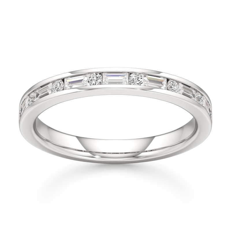 Main Image 1 of J'Lure Baguette & Round-Cut Lab-Grown Diamond Wedding Band 3/8 ct tw 18K White Gold