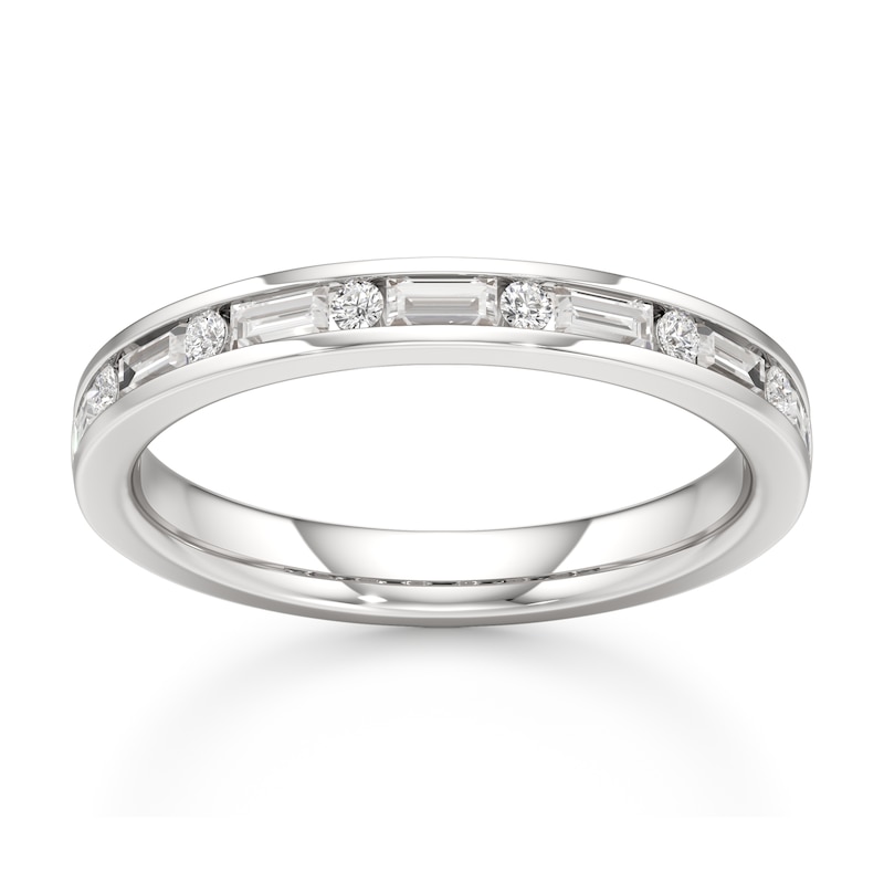 Main Image 1 of J'Lure Baguette & Round-Cut Lab-Grown Diamond Wedding Band 3/8 ct tw 18K White Gold