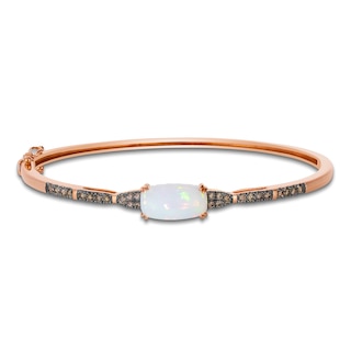 Le Vian Silhouette Cushion-Cut Natural Opal Bangle Bracelet 1/2 ct tw Diamonds 14K Strawberry Gold