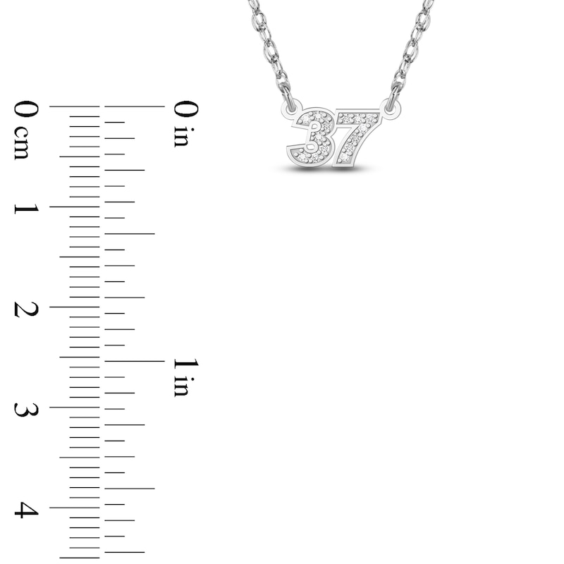 Main Image 4 of Diamond Double Digit Number Necklace Diamond Accents 14K White Gold 18"