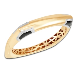 Italia D'Oro Colori Costa Black Enamel Angled Bangle Bracelet 14K Yellow Gold 6.75"