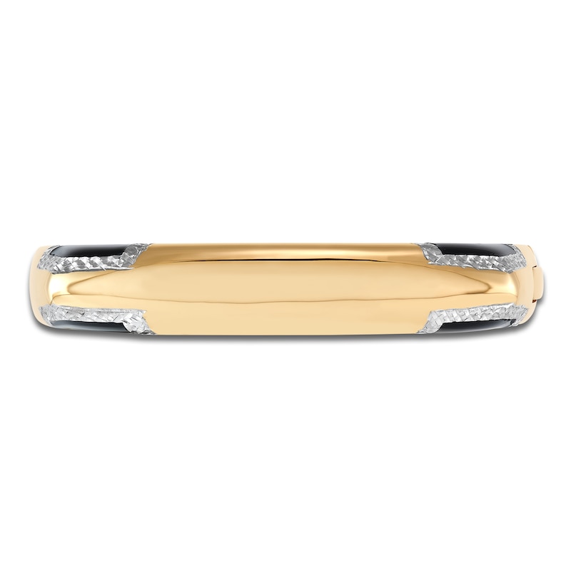 Main Image 5 of Italia D'Oro Colori Costa Black Enamel Angled Bangle Bracelet 14K Yellow Gold 6.75"