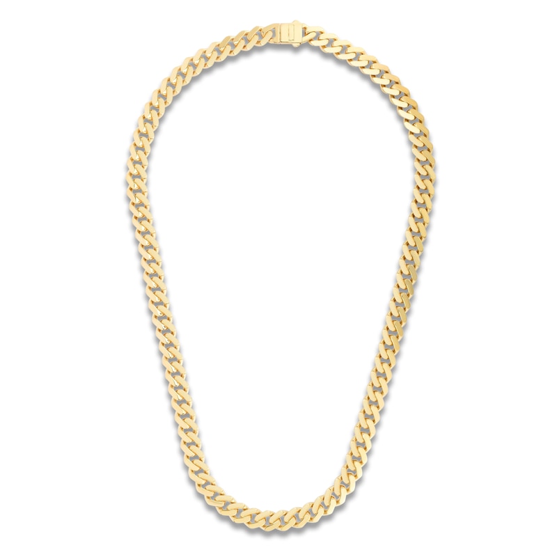 Main Image 2 of Cuban Curb Chain Necklace 9.5mm Semi-Solid 14K Yellow Gold 22"