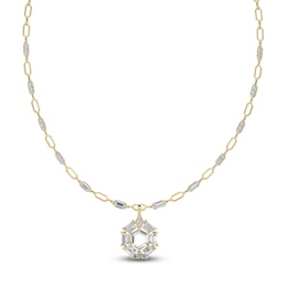 J'Lure Hexagon Portrait-Cut, Trapezoid Step-Cut & Trillion Curved Brilliant-Cut Lab-Grown Diamond Necklace 7-1/3 ct tw 14K Yellow Gold 18.5"