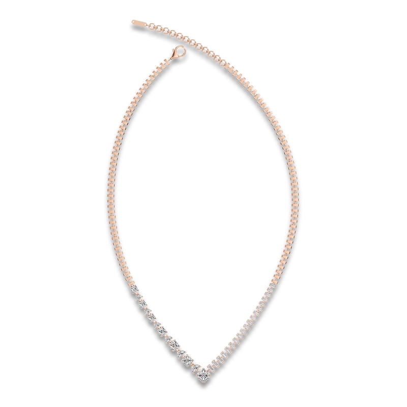 Main Image 2 of J'Lure Square Emerald Step-Cut, Half Moon Brilliant-Cut & Baguette-Cut Lab-Grown Diamond Necklace 8-3/8 ct tw 14K Rose Gold 19"