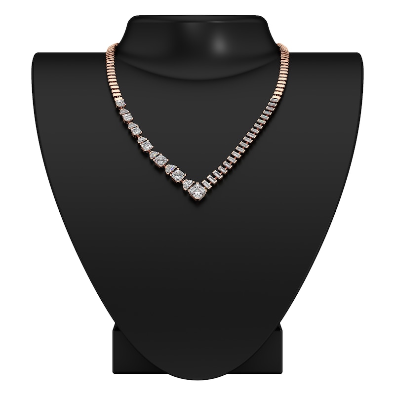 Main Image 3 of J'Lure Square Emerald Step-Cut, Half Moon Brilliant-Cut & Baguette-Cut Lab-Grown Diamond Necklace 8-3/8 ct tw 14K Rose Gold 19"