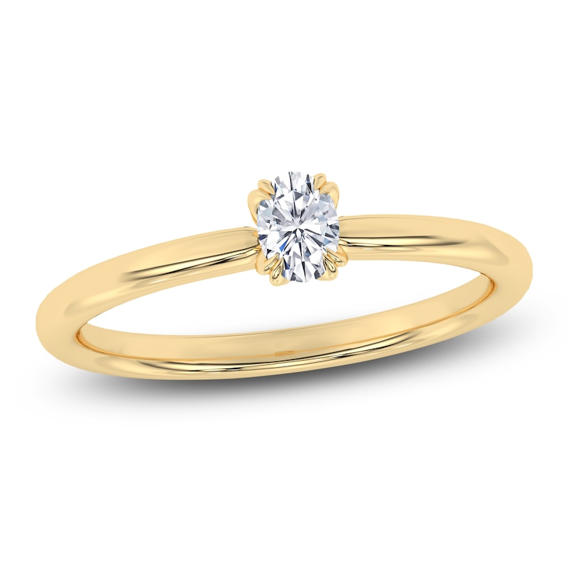 Main Image 1 of Oval-Cut Diamond Solitaire Engagement Ring 1/4 ct tw 14K Yellow Gold (I2/I)