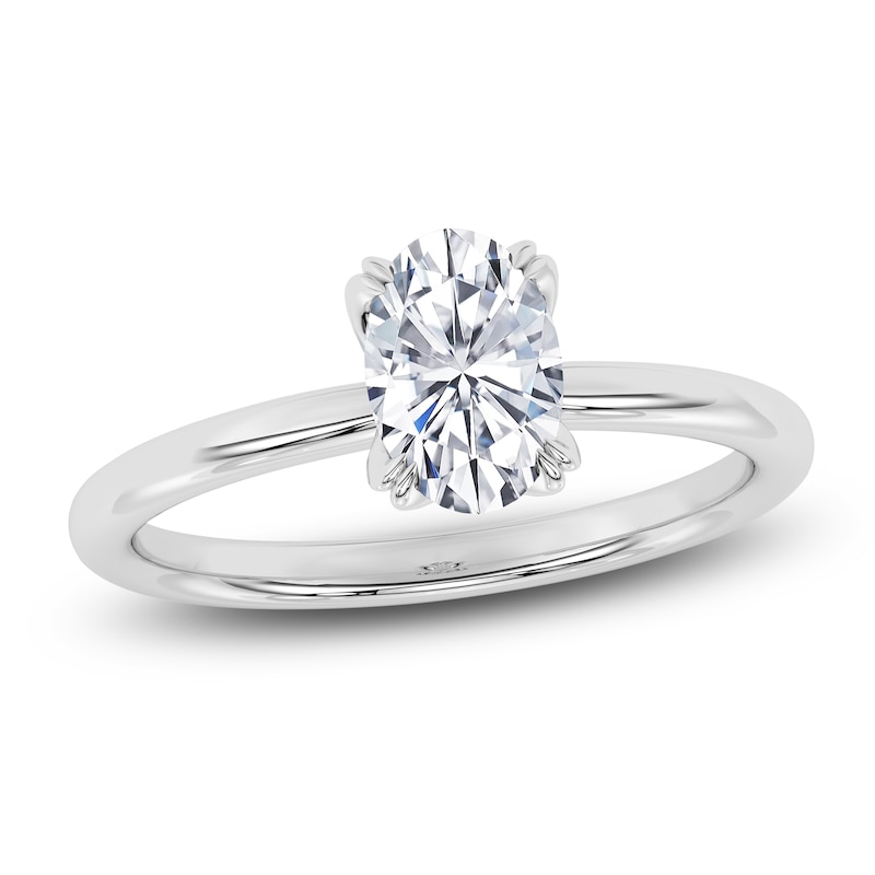 Main Image 1 of Certified Oval-Cut Diamond Solitaire Engagement Ring 1 ct tw Platinum (VS2/F)