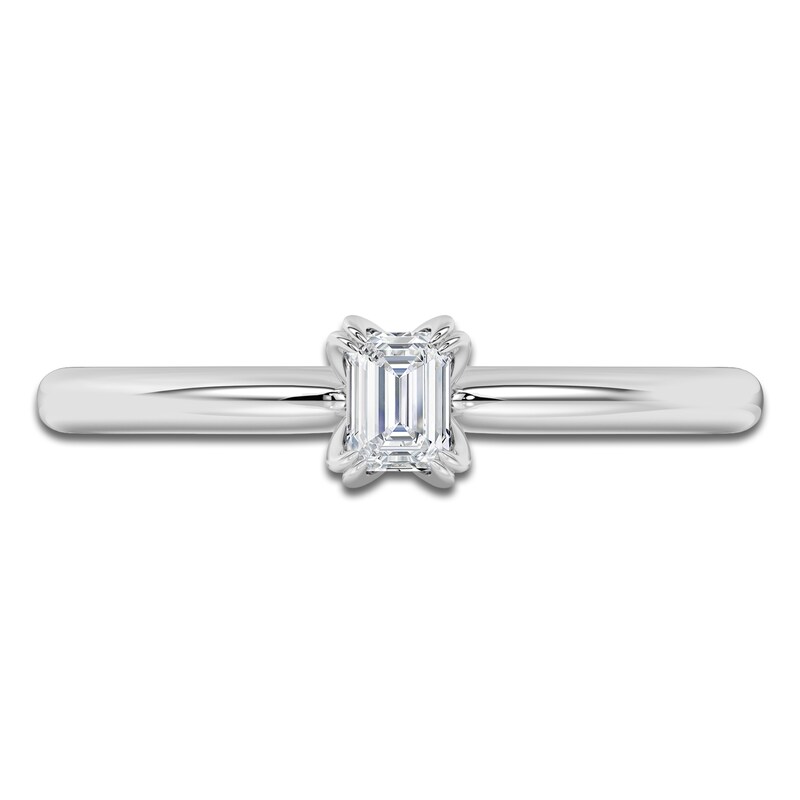 Main Image 3 of Certified Emerald-Cut Diamond Solitaire Engagement Ring 1/4 ct tw 18K White Gold (SI2/G)