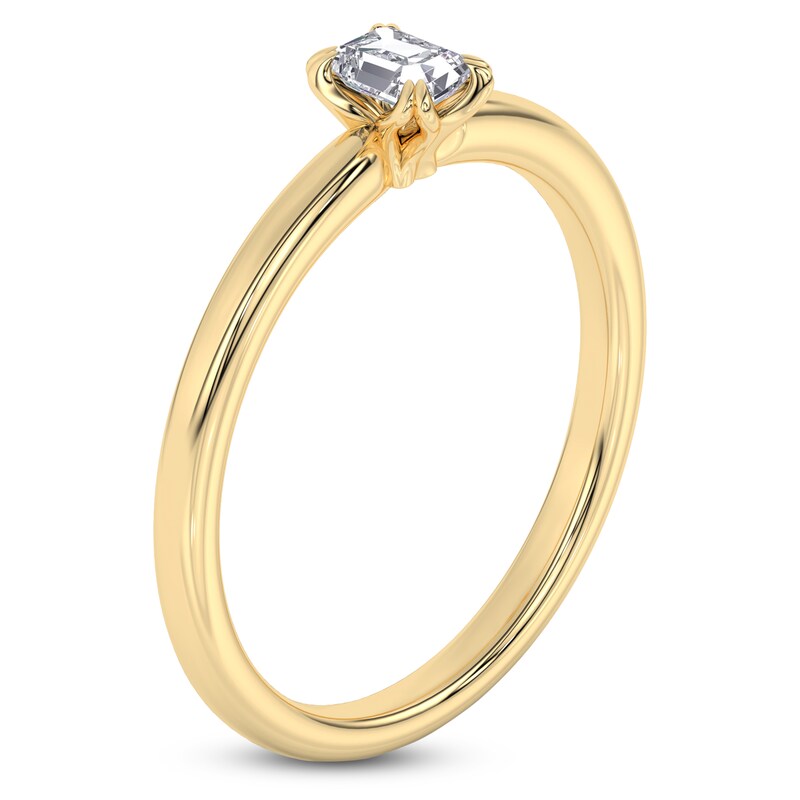 Main Image 2 of Certified Emerald-Cut Diamond Solitaire Engagement Ring 1/4 ct tw 18K Yellow Gold (SI2/G)