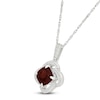 Thumbnail Image 2 of Cushion-Cut Natural Garnet & Diamond Halo Necklace 1/8 ct tw 10K White Gold 18"
