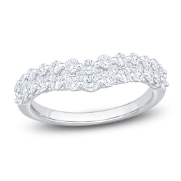 Lab-Grown Diamond Three-Row Chevron Ring 1 ct tw 14K White Gold