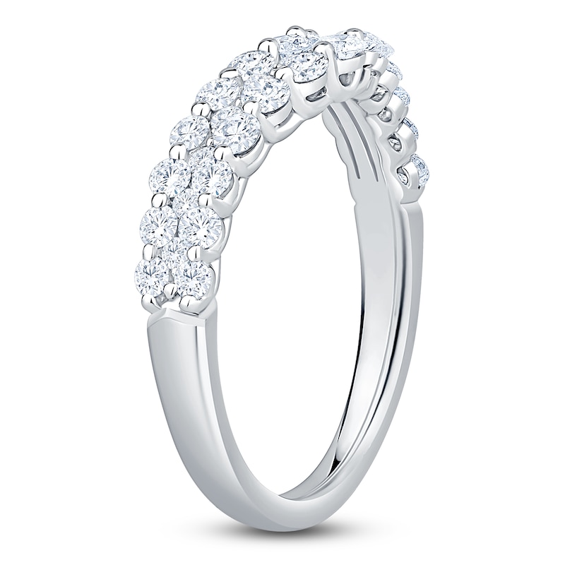 Main Image 2 of Lab-Grown Diamond Three-Row Chevron Ring 1 ct tw 14K White Gold