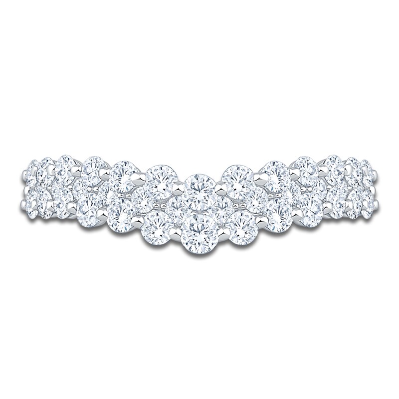 Main Image 3 of Lab-Grown Diamond Three-Row Chevron Ring 1 ct tw 14K White Gold