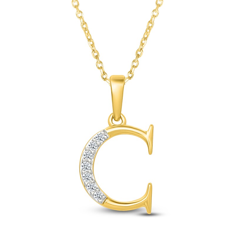Main Image 1 of Diamond Initial C Necklace 1/20 ct tw 10K Yellow Gold 18"