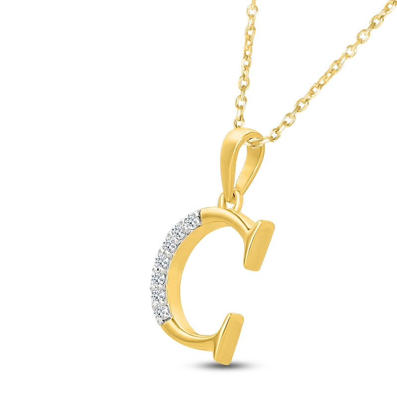 Main Image 2 of Diamond Initial C Necklace 1/20 ct tw 10K Yellow Gold 18"