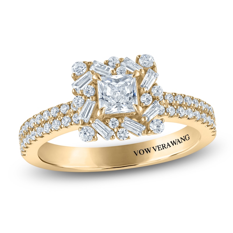 Main Image 1 of Vera Wang VOW Princess-Cut Diamond Halo Engagement Ring 1 ct tw 14K Yellow Gold