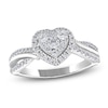 Thumbnail Image 1 of Multi-Diamond Heart Halo Promise Ring 1/2 ct tw 10K White Gold