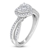 Thumbnail Image 2 of Multi-Diamond Heart Halo Promise Ring 1/2 ct tw 10K White Gold