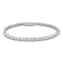 Round & Emerald-Cut Lab-Grown Diamond Bezel-Set Tennis Bracelet 6 ct tw 14K White Gold 7.1"