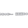 Thumbnail Image 3 of Round & Emerald-Cut Lab-Grown Diamond Bezel-Set Tennis Bracelet 6 ct tw 14K White Gold 7.1"