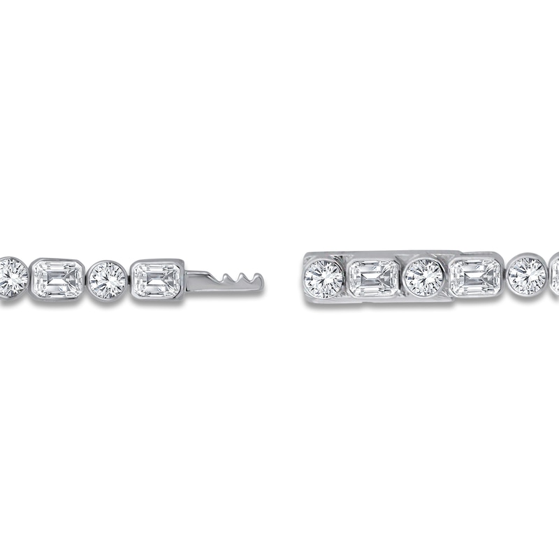 Main Image 3 of Round & Emerald-Cut Lab-Grown Diamond Bezel-Set Tennis Bracelet 6 ct tw 14K White Gold 7.1"