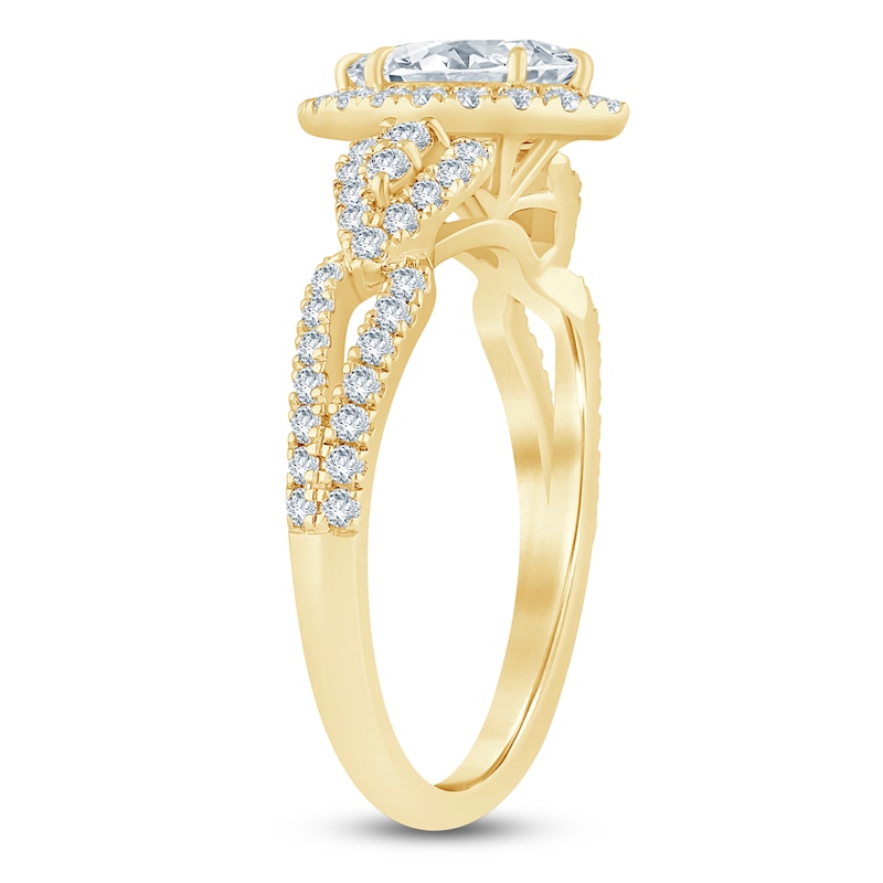 Main Image 2 of Brilliant Moments Certified Marquise-Cut Diamond Halo Engagement Ring 1 ct tw 14K Yellow Gold