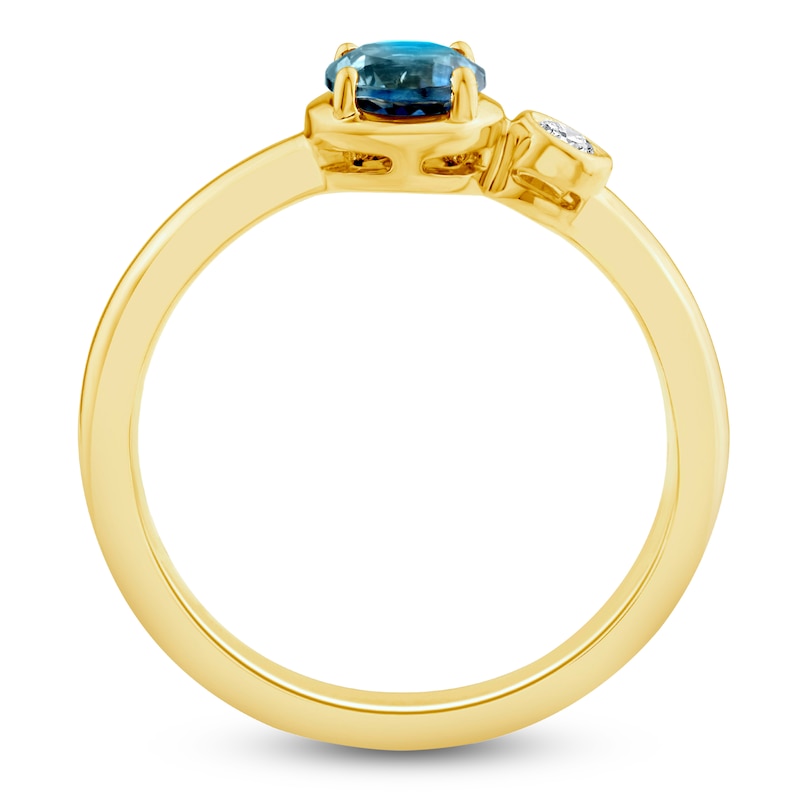 Main Image 2 of Montana Blue Round-Cut Natural Sapphire & Diamond Accent Station Ring 14K Yellow Gold