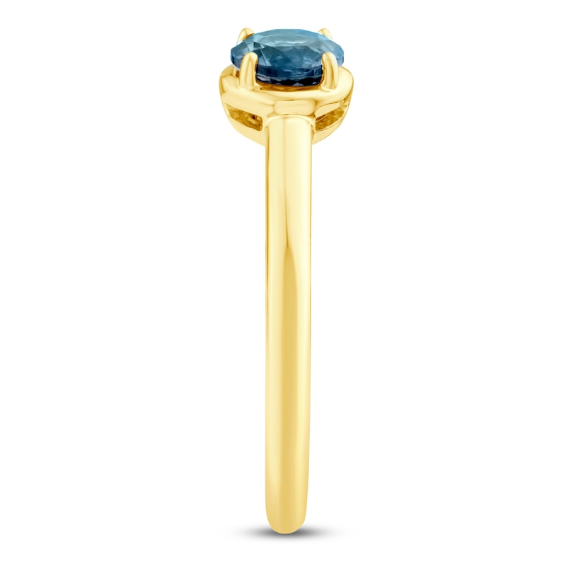 Main Image 3 of Montana Blue Round-Cut Natural Sapphire & Diamond Accent Station Ring 14K Yellow Gold