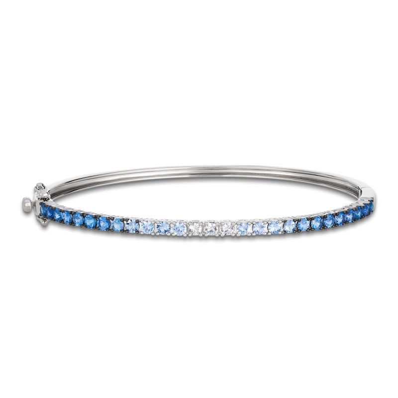 Main Image 1 of Le Vian Denim Ombré Sapphire Bangle Bracelet 14K Vanilla Gold 6.75"