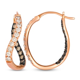 Le Vian Diamond Inside-Out Curved Hoop Earrings 7/8 ct tw 14K Strawberry Gold