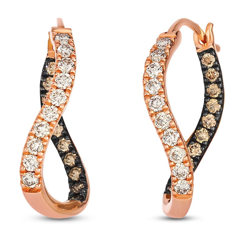 Main Image 2 of Le Vian Diamond Inside-Out Curved Hoop Earrings 7/8 ct tw 14K Strawberry Gold