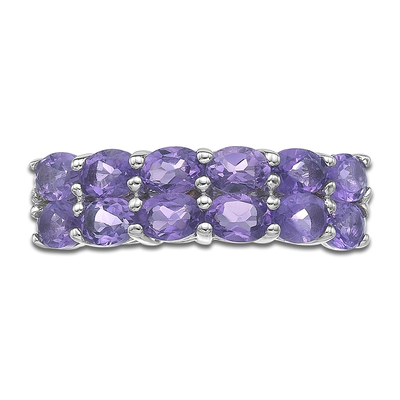 Main Image 3 of Oval-Cut Natural Amethyst Two-Row Ring Sterling Silver