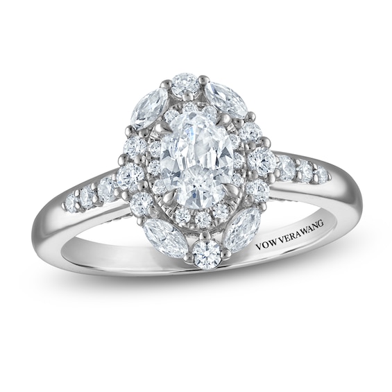 Vera Wang VOW Oval-Cut Diamond Double Halo Engagement Ring 1 ct tw 14K White Gold