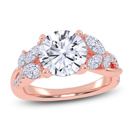 Round-Cut Lab-Grown Diamond Floral Engagement Ring 2-1/2 ct tw 14K Rose Gold