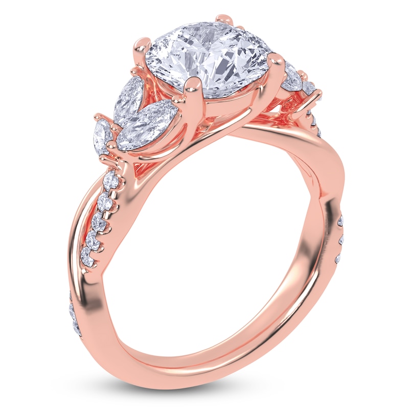 Main Image 2 of Round-Cut Lab-Grown Diamond Floral Engagement Ring 2-1/2 ct tw 14K Rose Gold