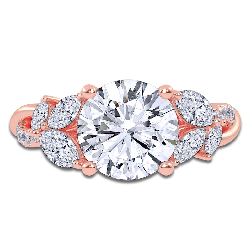 Main Image 3 of Round-Cut Lab-Grown Diamond Floral Engagement Ring 2-1/2 ct tw 14K Rose Gold