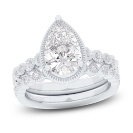 Pear & Round-Cut Lab-Grown Diamond Bridal Set 2-1/3 ct tw 14K White Gold