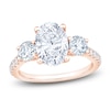 Thumbnail Image 1 of Oval & Round-Cut Lab-Grown Diamond Three-Stone Engagement Ring 3 ct tw 14K Rose Gold