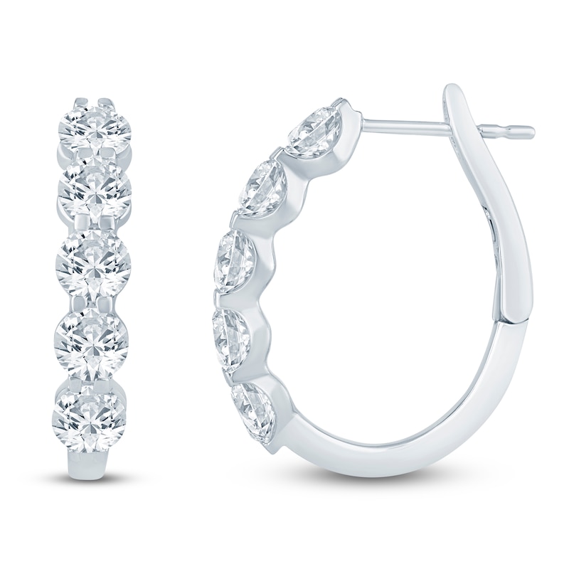 Main Image 1 of Jared Signature Collection Lab-Grown Diamond U-Shaped Hoop Earrings 3 ct tw 14K White Gold