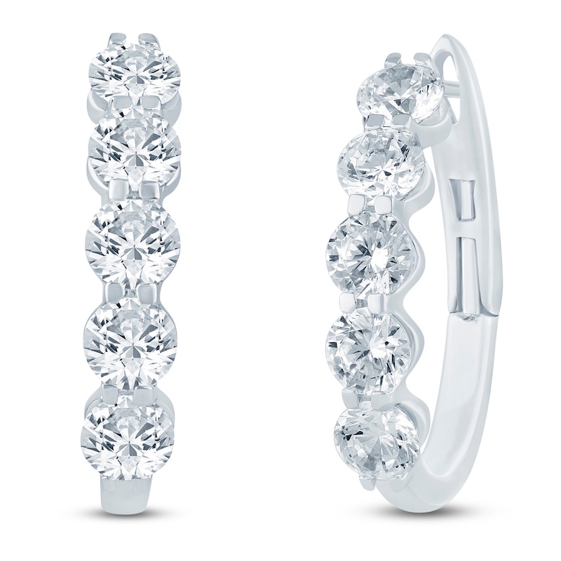Main Image 2 of Jared Signature Collection Lab-Grown Diamond U-Shaped Hoop Earrings 3 ct tw 14K White Gold