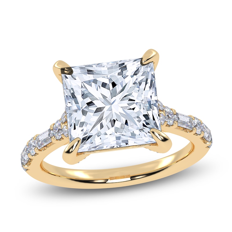 Main Image 1 of Princess-Cut Lab-Grown Diamond Engagement Ring 4-1/2 ct tw 14K Yellow Gold
