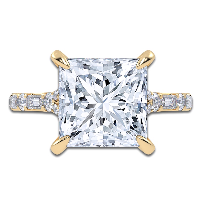 Main Image 3 of Princess-Cut Lab-Grown Diamond Engagement Ring 4-1/2 ct tw 14K Yellow Gold