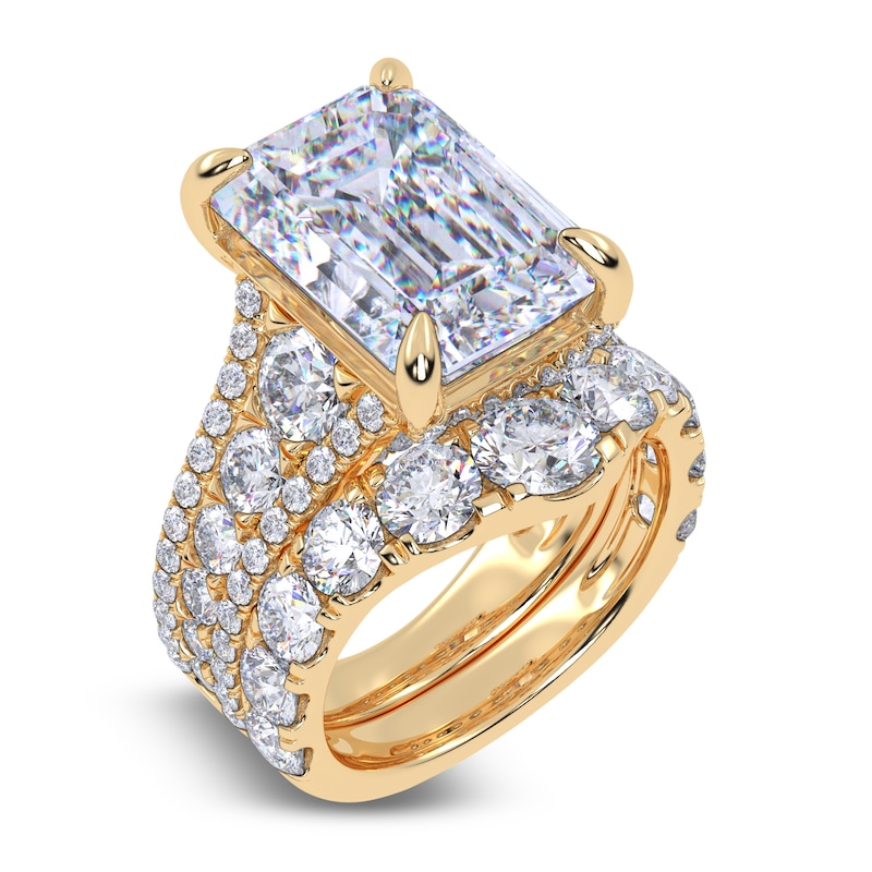 Main Image 2 of Emerald-Cut Lab-Grown Diamond Bridal Set 12 ct tw 14K Yellow Gold