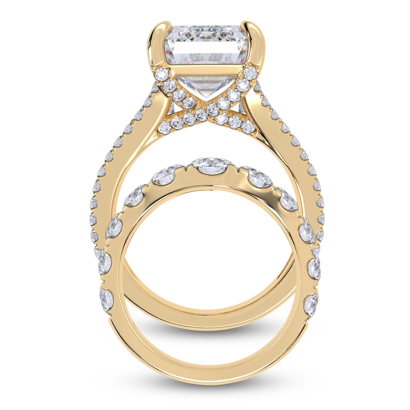 Main Image 3 of Emerald-Cut Lab-Grown Diamond Bridal Set 12 ct tw 14K Yellow Gold