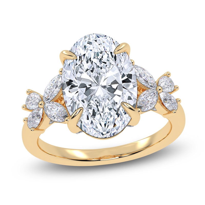 Main Image 1 of Oval-Cut Lab-Grown Diamond Butterfly Engagement Ring 4-5/8 ct tw 14K Yellow Gold